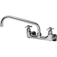 T&S Brass Big-Flo Wall-Mount Sink Mixing Faucet with 12-Inch Plain End Swing Nozzle
