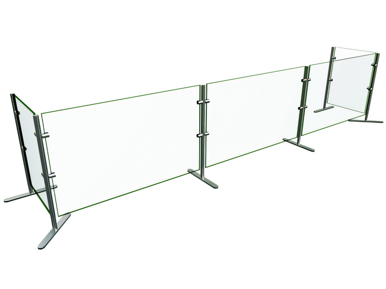 Product image #1 for Hatco Flav-R-Shield EP6-120 Portable Single-Sided 3-Bay Pass-Over Sneeze Guard, 120-Inch Wide