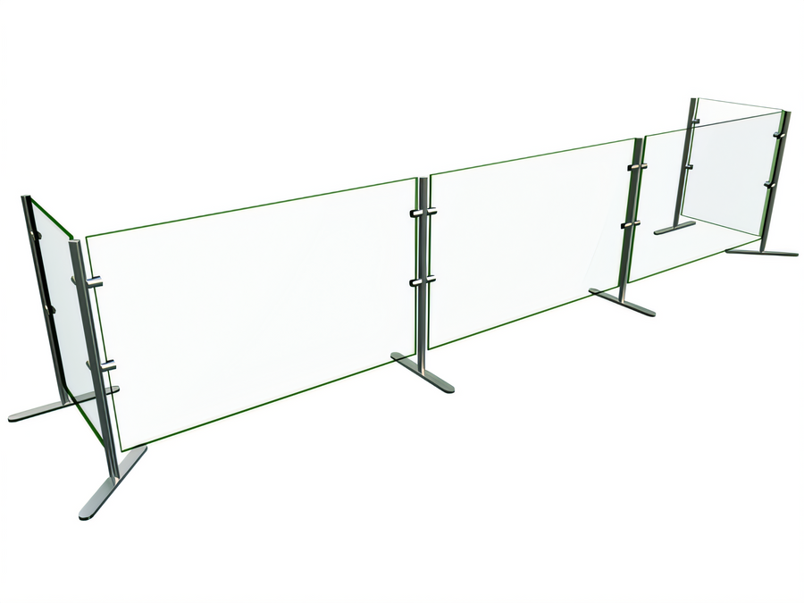 Product image #1 for Hatco Flav-R-Shield EP6-120 Portable Single-Sided 3-Bay Pass-Over Sneeze Guard, 120-Inch Wide