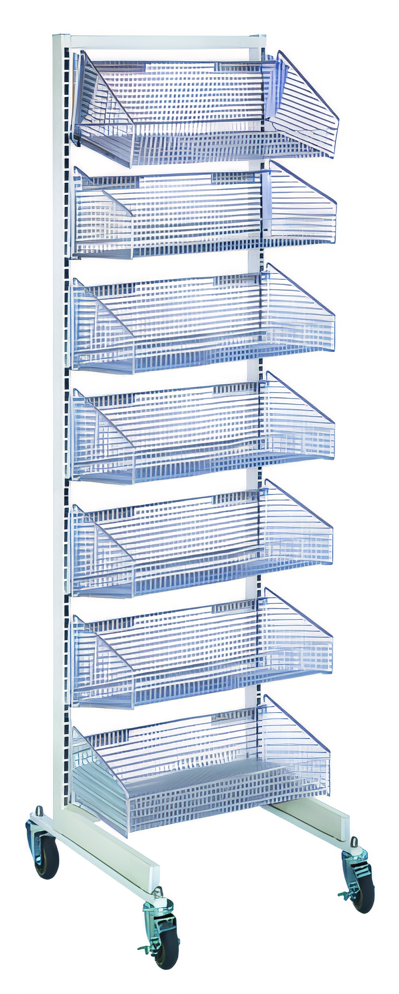Product image #1 for Quantum Mobile Single-Sided Partition Wall Starter Unit with 7 Baskets, 18 x 26 x 74 Inches, White/Chrome