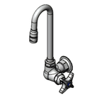 Thumbnail image #1 for T&S Brass B-0210-132X-WS Single Pantry Wall-Mount Faucet, Swivel Gooseneck, 4-Arm Handle, 1.5 GPM, Low-Lead