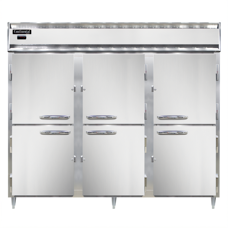Product image #1 for Continental Refrigerator Designer Line DL3WE-SS-HD Extra Wide Three-Section Heated Holding Cabinet with Half-Doors