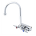 Thumbnail image #1 for T&S Brass 4-Inch Center Wall-Mount Workboard Faucet with 5-3/4-Inch Swivel Gooseneck, 2.2 GPM Aerator, and Lever Handles