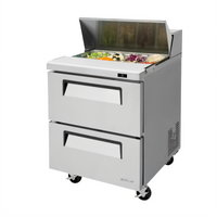 Turbo Air Super Deluxe 27.5-Inch 2-Drawer Refrigerated Sandwich/Salad Prep Table with 8-Pan Opening