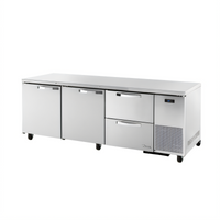 True SPEC SERIES 93-1/4-Inch 3-Section Deep Undercounter Refrigerator with 2 Doors and 2 Drawers