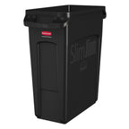 Thumbnail image #1 for Rubbermaid Commercial Products Slim Jim 1955959 16-Gallon Rectangular Open-Top Plastic Trash Container, Black Case of 4