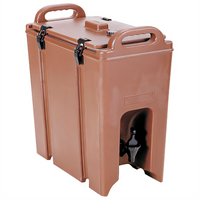 Omcan USA 18 Liter Brown Double-Wall Foam-Insulated Beverage Dispenser with Labels