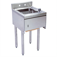 BK Resources 15-Inch Single-Compartment Underbar Dump Sink with Splash-Mount Faucet, Soap & Towel Dispenser