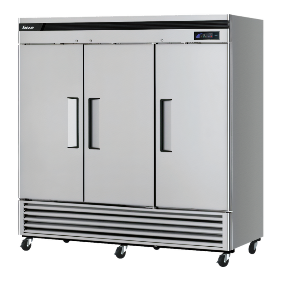 Product image #1 for Turbo Air Super Deluxe Three-Section Reach-In Freezer, 63.8 Cu. Ft., Solid Doors, Bottom Mount, 115V