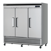 Turbo Air Super Deluxe Three-Section Reach-In Freezer, 63.8 Cu. Ft., Solid Doors, Bottom Mount, 115V