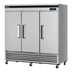 Thumbnail image #1 for Turbo Air Super Deluxe Three-Section Reach-In Freezer, 63.8 Cu. Ft., Solid Doors, Bottom Mount, 115V
