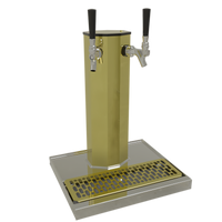 Countertop 2-Faucet Glycol-Cooled Column Draft Dispensing Tower, Polished Brass Finish
