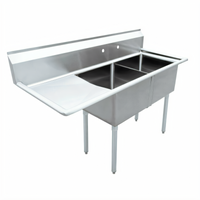 Omcan 2-Compartment Pot Sink with Left-Hand Drainboard, 18