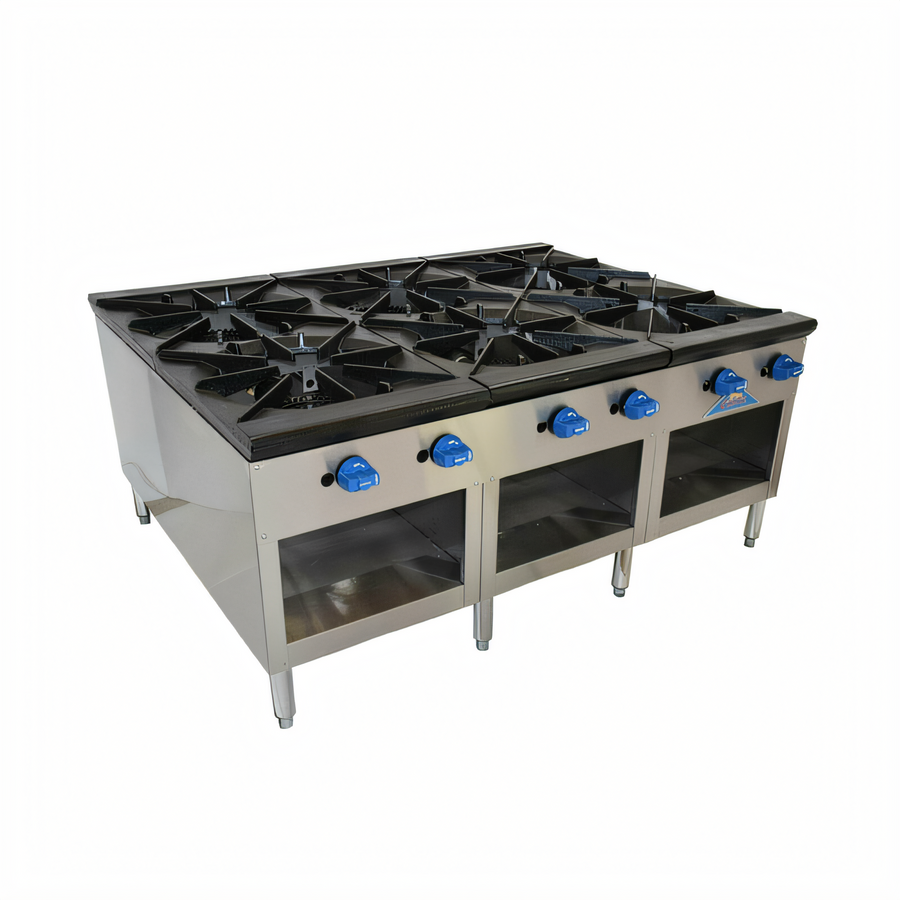 Product image #1 for Comstock-Castle 54-Inch Wide 42-Inch Deep Gas Stock Pot Range with Open Front Cabinet Base