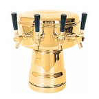 Thumbnail image #1 for Micro Matic USA MTB-4BRKR Mushroom Draft Beer Tower, Countertop, 4-Faucet, Glycol-Cooled, Polished Brass