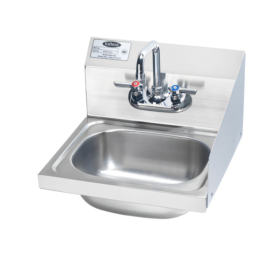 Product image #1 for Krowne Wall-Mounted Stainless Steel Hand Wash Sink with Faucet and Right Side Splash