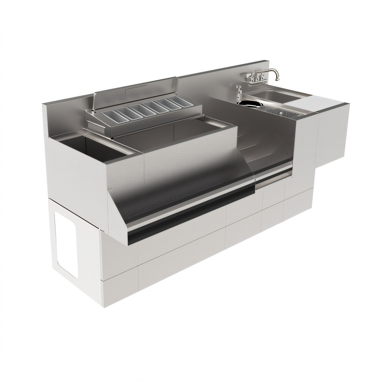 Product image #1 for Krowne Royal Stainless Steel Pedestal Base for Bar Equipment with Removable Front Panel, Priced by the Foot
