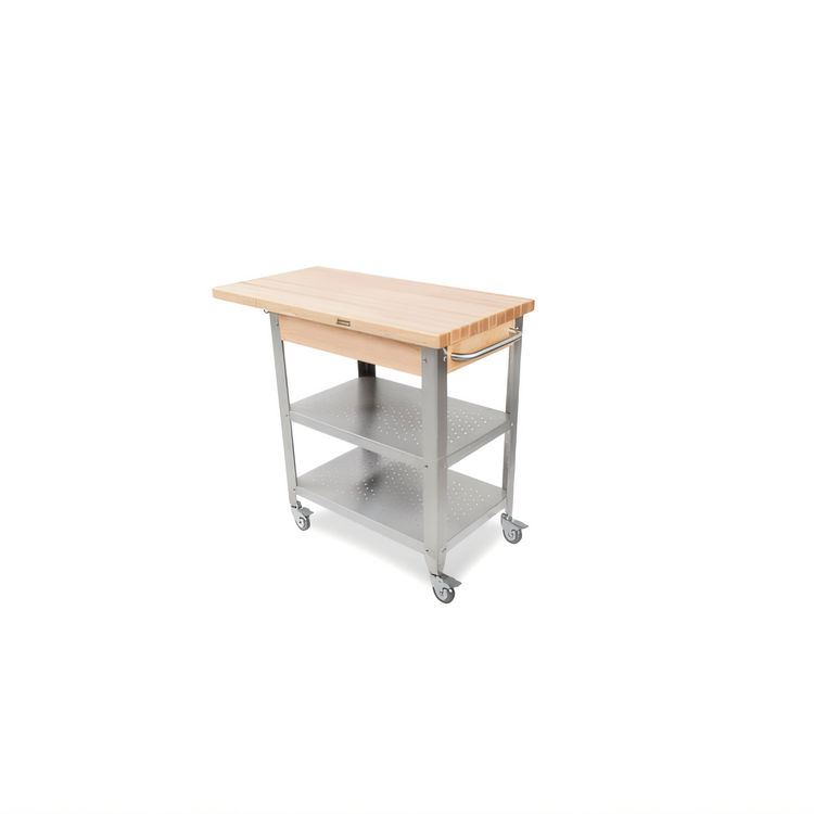 Product image #1 for John Boos Cucina Elegante 40 Inch x 20 Inch Mobile Maple Butcher Block Cart with Stainless Steel Shelves