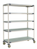 Thumbnail image #1 for MetroMax i 5-Tier Mobile Polymer Shelving Unit, 60 x 24 x 80 Inches, Blue, Open Grid with Solid Bottom Shelf