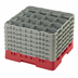Thumbnail image #2 for Cambro Camrack Full Size 16-Compartment Glass Rack with 6 Soft Gray Extenders, Red