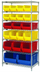 Thumbnail image #1 for Quantum 36 x 24 x 74 Inch Chrome Plated Stationary Bin Wire Shelving System with 7 Shelves
