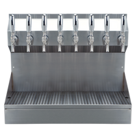 Kronos 8-Faucet Wall-Mount Glycol-Cooled Draft Tower with Drip Tray, Brushed Stainless Steel