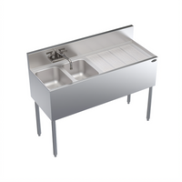 Krowne Royal Series Two-Compartment Stainless Steel Underbar Sink Unit with Right Drainboard and Faucet, 48 x 19 Inches