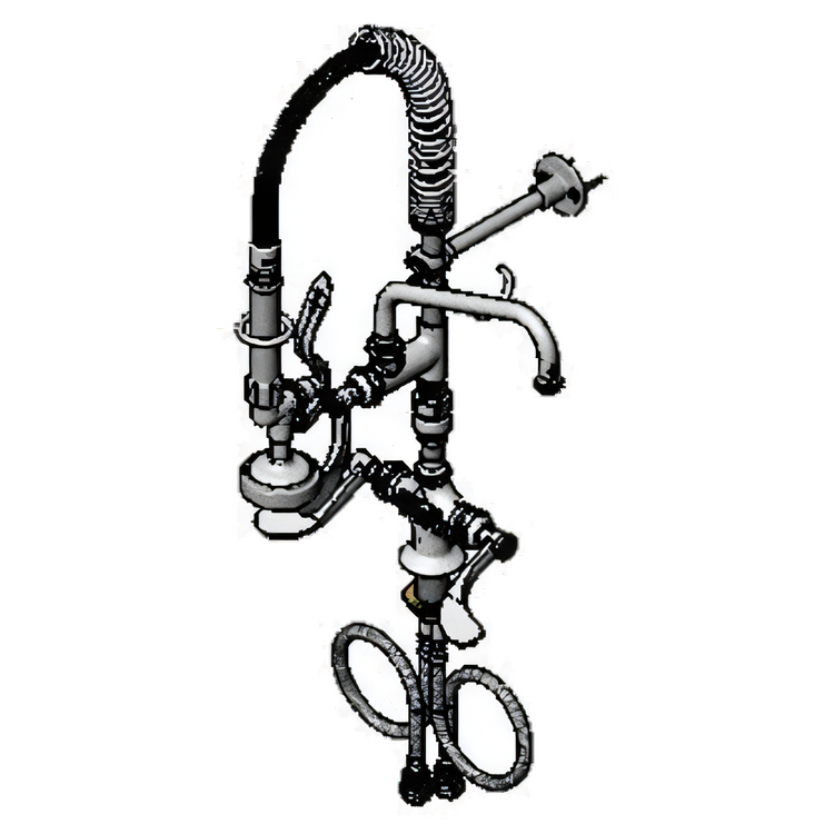 Product image #1 for EasyInstall Mini Single-Hole Deck Mount Pre-Rinse Unit with Add-On Faucet and 8" Swing Nozzle