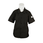 Thumbnail image #1 for Mercer Culinary Millennia M60200BKM Short Sleeve Cook Shirt, Black Medium, Poly/Cotton, Mesh Back, Button Front Case of 12