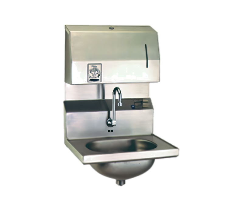 Product image #1 for Eagle Group Wall-Mount 304 Stainless Steel Hand Sink with Electronic Eye Gooseneck Spout, Towel Dispenser and Soap Dispenser