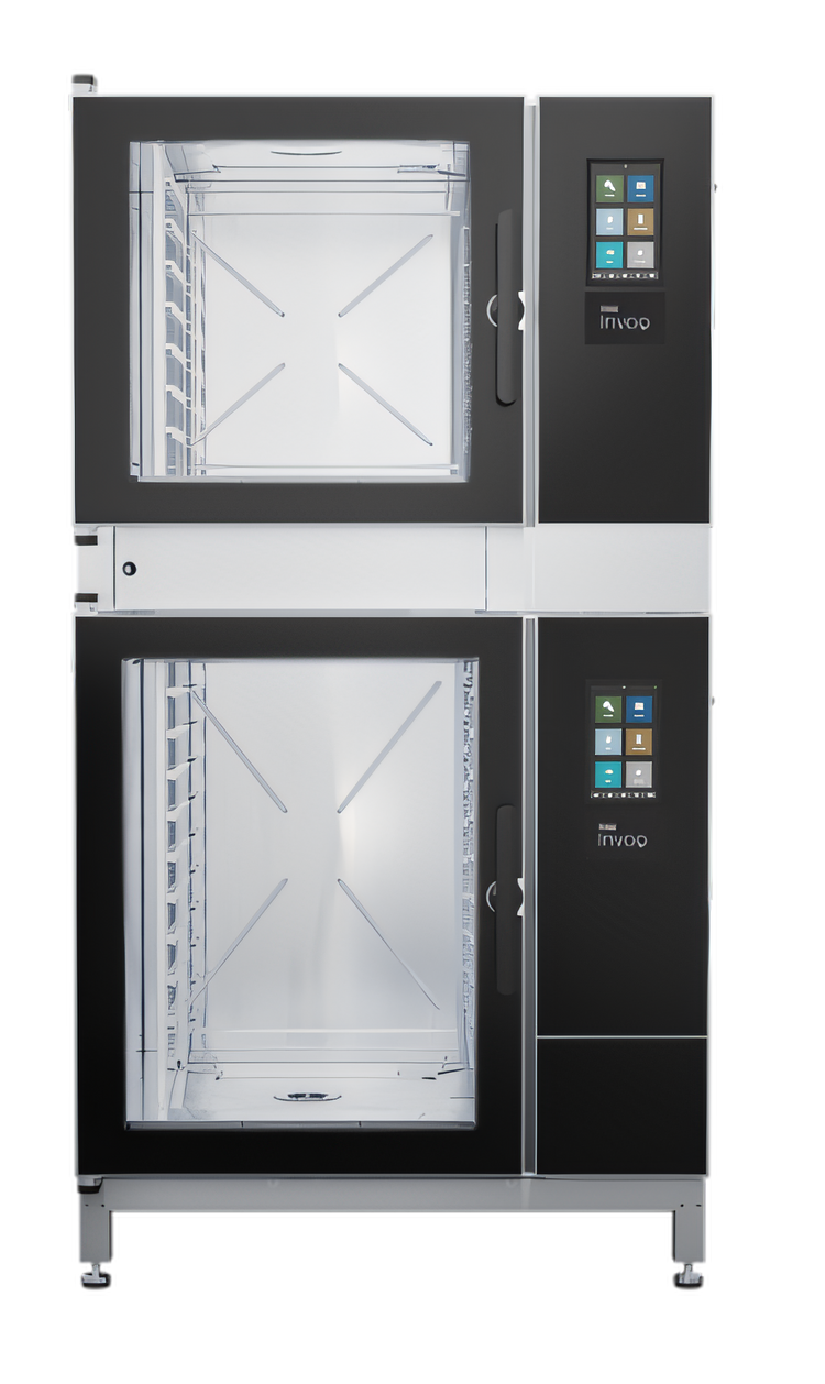 Product image #1 for Blodgett INVOQ Double-Stacked Electric Boilerless Combi Oven Steamer, 62BLE Over 102BLE, 16-Pan Capacity