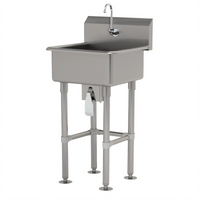 Advance Tabco Freestanding Stainless Steel Service Sink with Knee Valve, Gooseneck Spout, and 24 x 18 x 8 Inch Bowl