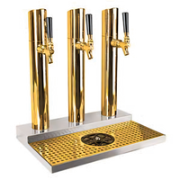 Skyline 3-Column Countertop Glycol-Cooled Draft Beer Station with PVD Brass Finish