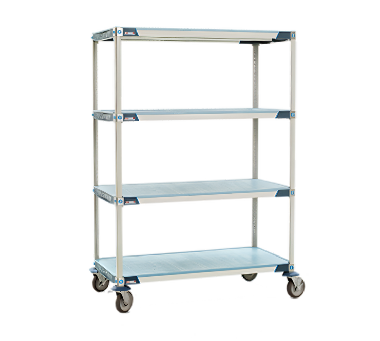 Product image #1 for MetroMax i Mobile Polymer Shelving Starter Unit, 4 Solid Mat Tiers, 36W x 18D x 69H