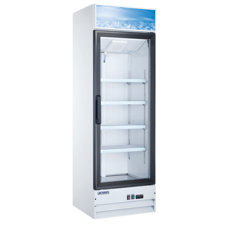 Product image #1 for Aurora 26-Inch Wide 1-Section Reach-In Display Refrigerator, 13 Cu. Ft., Glass Door, Bottom-Mounted Self-Contained