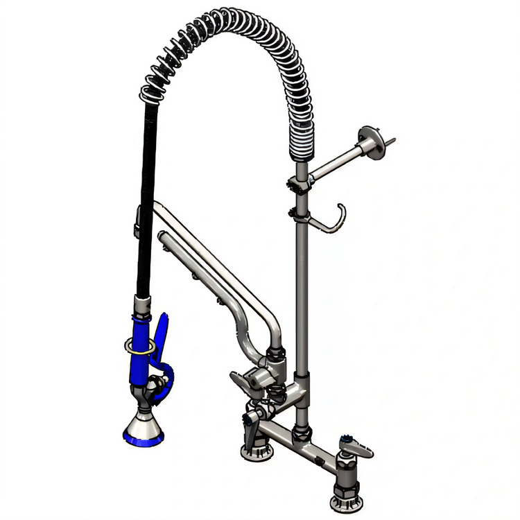Product image #2 for EverSteel ULTRARINSE PRU S-0123-U12-CR-BY 8 Inch Deck-Mount Stainless Steel Pre-Rinse Unit with 12 Inch Swing Nozzle & 44 Inch Hose
