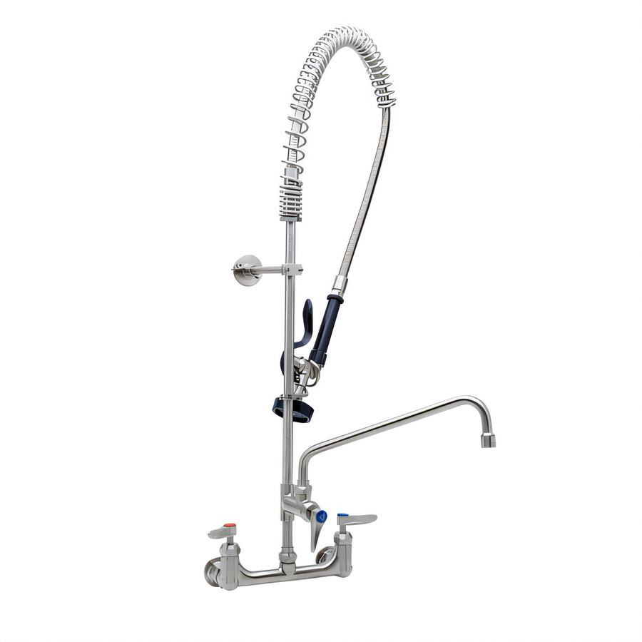 Product image #1 for EverSteel 8-Inch Centers Wall-Mount Pre-Rinse Mixing Faucet with 12-Inch Swing Nozzle and 44-Inch Hose