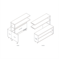 Randell 86-1/2-Inch Modular Chef Service Counter Left Section with Plate Storage Cabinet and Double Overshelf