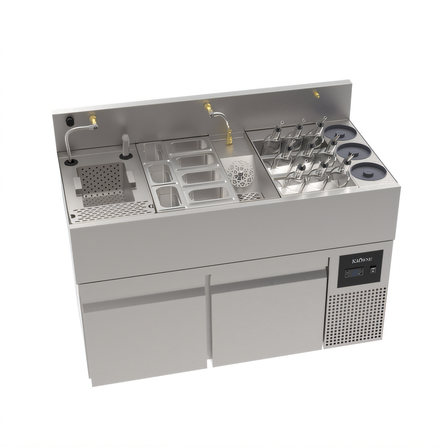 Product image #1 for Krowne MoveWell 48-Inch Adaptive Underbar Beverage Station with Ultra-Low Profile Refrigerated Base and Essential Inserts Bundle