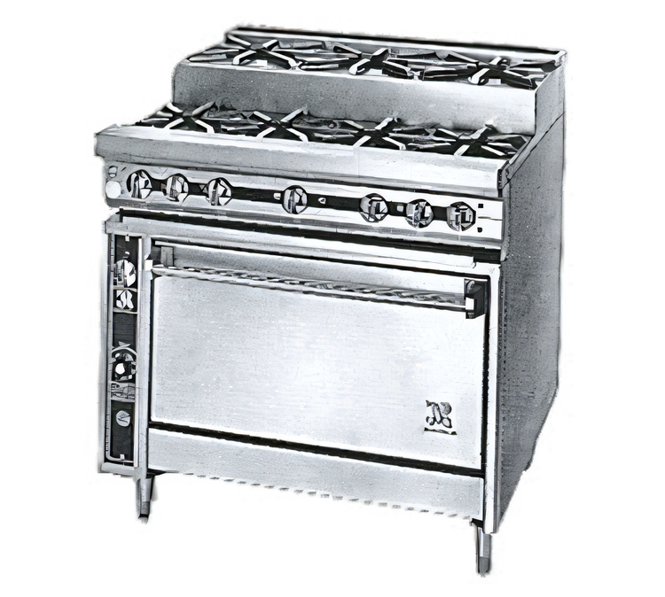 Product image #1 for Titan JTRHE-3-3-36 Heavy Duty 36-Inch Gas Range with 6 Open Burners and Standard Oven