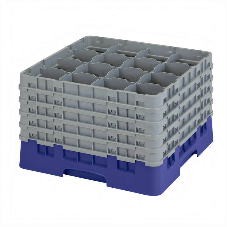 Product image #2 for Cambro Camrack Full Size 16-Compartment Glass Rack with 5 Extenders, Navy Blue