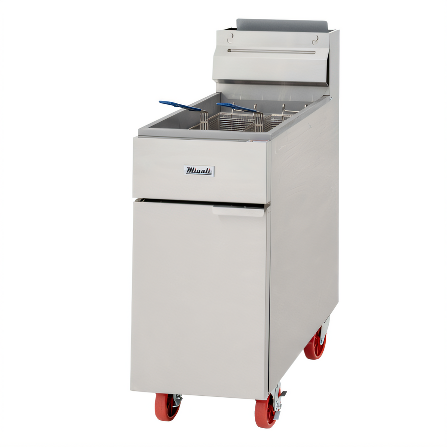 Product image #1 for Migali Competitor Series 50 lb. Natural Gas Floor Fryer, 15.6 Inch Wide, 4-Burner Stainless Steel