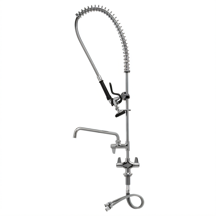 Product image #1 for Equip Single-Hole Deck-Mount Pre-Rinse Unit with 8" Add-On Faucet, 8" Swing Nozzle and 6" Wall Bracket