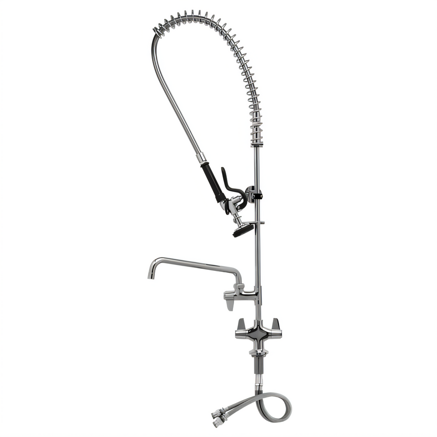 Product image #1 for Equip Single-Hole Deck-Mount Pre-Rinse Unit with 8" Add-On Faucet, 8" Swing Nozzle and 6" Wall Bracket