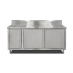 Thumbnail image #1 for John Boos 4BU4R5-3672-R 72-Inch Stainless Steel Beverage Unit with Cabinet Base, Hinged Doors, Right-Side Trash Chute, 14-Gauge Top, 5-Inch Backsplash