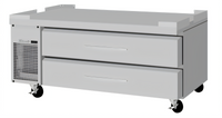 Turbo Air PRO Series 60-Inch Stainless Steel Flat Top Chef Base Freezer with 2 Drawers
