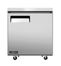 Juneau 1-Section Undercounter Reach-In Refrigerator, 27-Inch Wide, 3.4 Cu. Ft., Solid Hinged Door