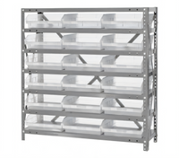 Quantum Heavy-Duty Stationary Wire Shelving Unit with 7 Shelves and 18 Clear Bins, 36 x 12 x 39 Inches