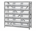 Thumbnail image #1 for Quantum Heavy-Duty Stationary Wire Shelving Unit with 7 Shelves and 18 Clear Bins, 36 x 12 x 39 Inches
