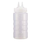Thumbnail image #1 for Vollrath Twin Tip™ 2316-1301 Squeeze Bottle Dispenser, 16 oz, Clear, Brown Cap, Double Tip, Wide Mouth Case of 12